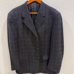 Canali Navy Red Windowpane Checkered Blazer